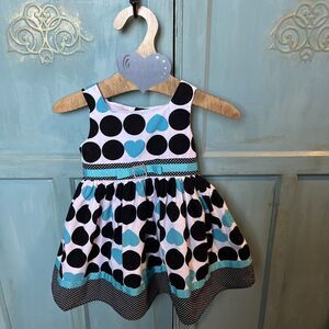 Youngland Toddler's Dress Black Teal White Rhinestone Buckle + Hanger  Size 3T